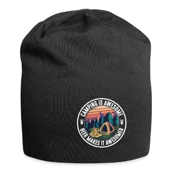 Camping Is Awesome, Beer Makes It Awesomer - Jersey Beanie - black - Front