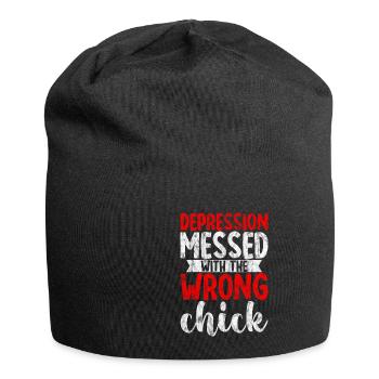 Depression Messed With The Wrong Chick 4 - Jersey Beanie - black - Front