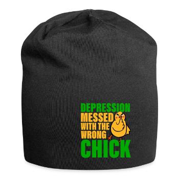 Depression Messed With The Wrong Chick 3 - Jersey Beanie - black - Front