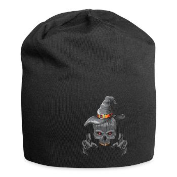 Squelette de sorcière à la citrouille d’Halloween - Bonnet en jersey - noir - Devant