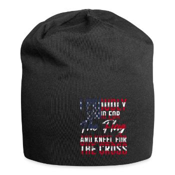 Je me tiens fièrement pour le drapeau agenouillé pour la croix 3 - Bonnet en jersey - noir - Devant