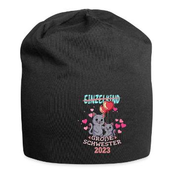 Einzelkind Große Schwester 2023 - Jersey-Beanie - Schwarz - Vorne
