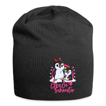 Große Schwester Pinguin - Jersey-Beanie - Schwarz - Vorne