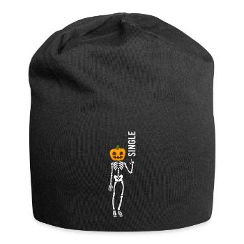 Halloween Singles Party Pumpkin Skeleton Wants Love - Jersey Beanie - black - Front