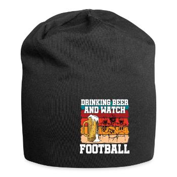 Boire de la bière et regarder le football - Bonnet en jersey - noir - Devant