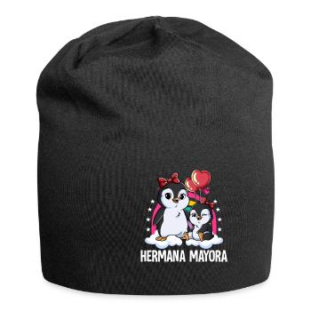 Große Schwester Pinguin - Jersey-Beanie - Schwarz - Vorne