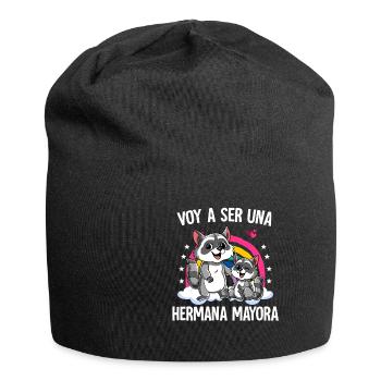 Je vais être une grande sœur raton laveur - Bonnet en jersey - noir - Devant