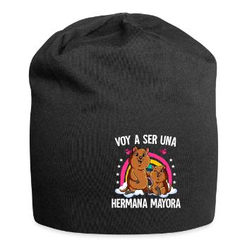 Ich werde große Schwester Quokka - Jersey-Beanie - Schwarz - Vorne