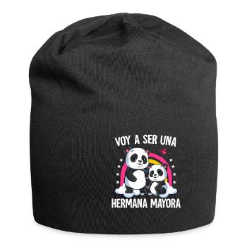 Ich werde große Schwester Panda sein - Jersey-Beanie - Schwarz - Vorne