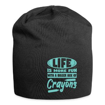 Life Is More Fun With Bigger Box Of Crayons - Jersey Beanie - black - Front