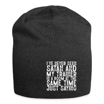 Jamais vu Satan et mon entraîneur dans une salle 3 - Bonnet en jersey - charbon - Devant
