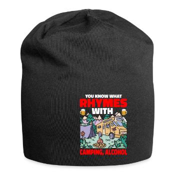 Vous savez ce qui rime avec camping, alcool - Bonnet en jersey - noir - Devant