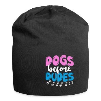 Chiens avant les mecs propriétaires de chiens propriétaires de chiens - Bonnet en jersey - noir - Devant