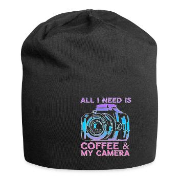 All I Need Is Coffee And My Camera Photograph - Jersey Beanie - black - Front