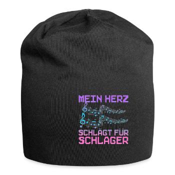 Mein Herz Schlägt Für Schlager Volksmusik Gaudi - Jersey-Beanie - Schwarz - Vorne