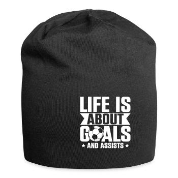 Life Is About Goals And Assists Football Sport - Jersey Beanie - black - Front
