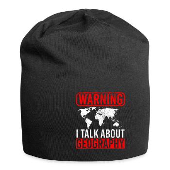Avertissement je parle de géographie carte du monde - Bonnet en jersey - noir - Devant