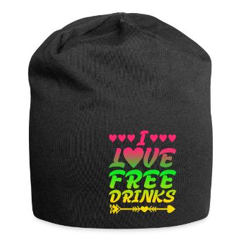 I Love Free Drinks - Jersey-Beanie - Schwarz - Vorne
