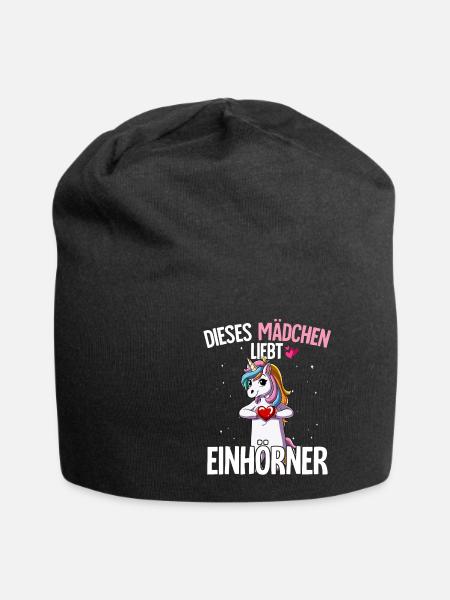 Einhorn Mädchen - Jersey-Beanie - Schwarz
