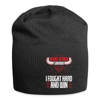 Heart Attack Survivor Fought Hard And Win - Jersey Beanie - black - Front