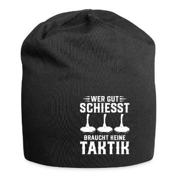 Wer Gut Schießt Braucht Keine Taktik Eis Curling - Jersey-Beanie - Schwarz - Vorne