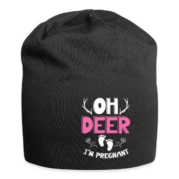 Oh Deer Im Pregnant Schwangerschaft Geburt - Jersey-Beanie - Schwarz - Vorne