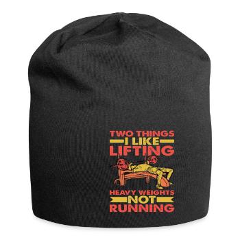 Two Things I Like, Lifting Heavy, Not Running 6 - Jersey-Beanie - Schwarz - Vorne