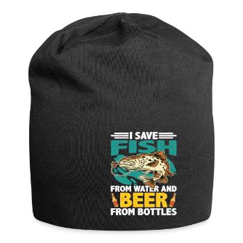 Je sauve le poisson de l’eau et la bière des bouteilles - Bonnet en jersey - noir - Devant