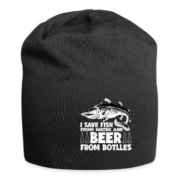 Je sauve le poisson de l’eau et la bière des bouteilles 3 - Bonnet en jersey - noir - Devant