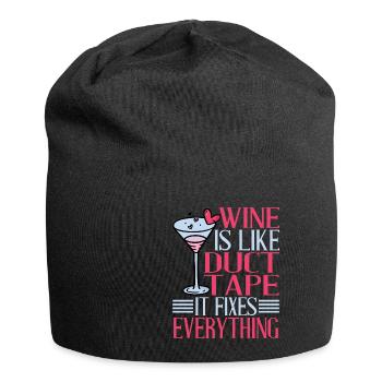 Wine Is Like Duct Tape It Fixes Everything 2 - Jersey-Beanie - Schwarz - Vorne