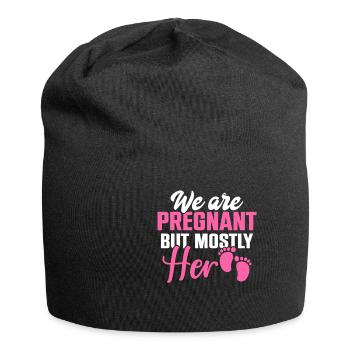 We are pregnant but mostly her birth partner look - Jersey Beanie - black - Front