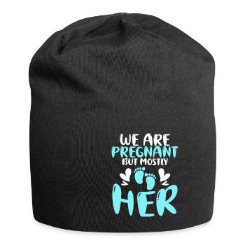 We are pregnant but mostly her birth partner look - Jersey Beanie - black - Front