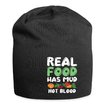 Real Food Has Mud Vegetarian Vegans Healthy - Jersey Beanie - black - Front