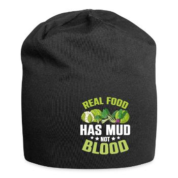 Real Food Has Mud Vegetarian Vegans Healthy - Jersey Beanie - black - Front