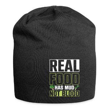 Real Food Has Mud Vegetarian Vegans Healthy - Jersey Beanie - black - Front
