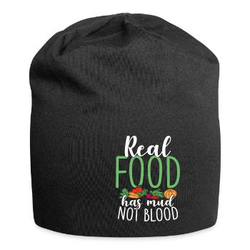 Real Food Has Mud Vegetarian Vegans Healthy - Jersey Beanie - black - Front