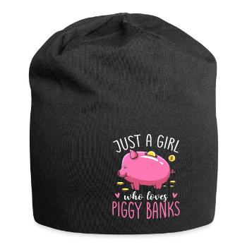 Just A Girl Who Loves Piggy Banks Sparen - Jersey-Beanie - Schwarz - Vorne