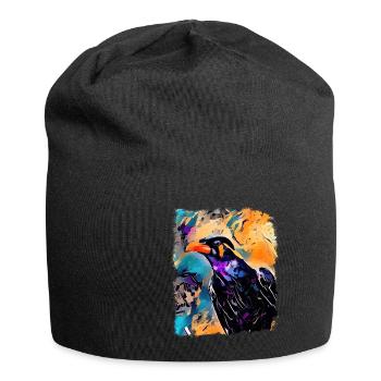 Beo Mynah Starling Corbeau coloré Art moderne - Bonnet en jersey - noir - Devant