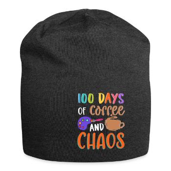 100 Days Of Coffee And Chaos Lehrer Schule - Jersey-Beanie - Anthrazit - Vorne