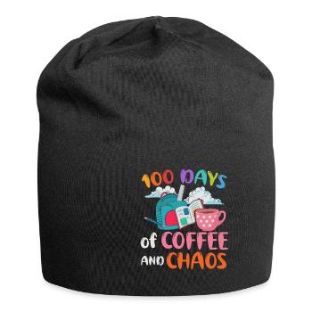 100 Days Of Coffee And Chaos Lehrer Schule - Jersey-Beanie - Schwarz - Vorne