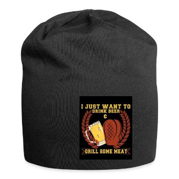 Lustiger Grill-Spruch I Grillen Motiv - Jersey-Beanie - Schwarz - Vorne