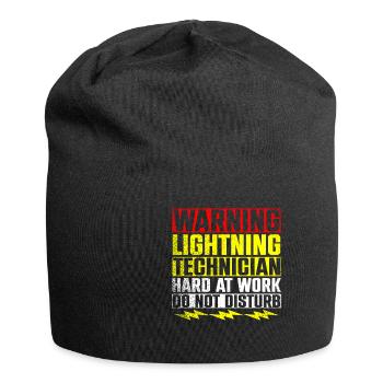 Warning Lightning Technician At Work - Jersey-Beanie - Schwarz - Vorne