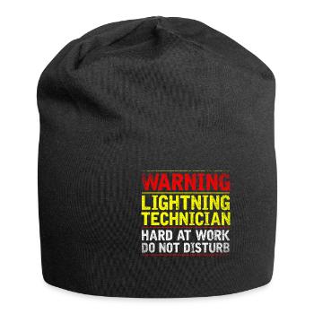 Warning Lightning Technician At Work - Jersey-Beanie - Schwarz - Vorne