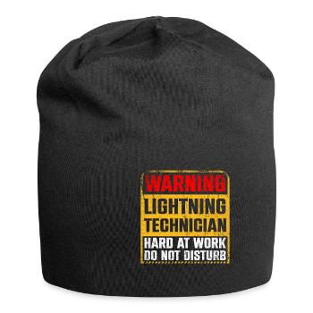 Warning Lightning Technician At Work - Jersey-Beanie - Schwarz - Vorne