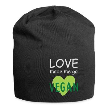 Vegan Fleischlos Tierlieb & Veganer - Jersey-Beanie - Schwarz - Vorne