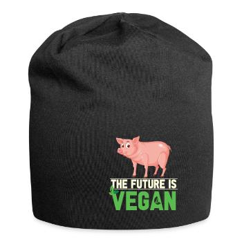 Vegan Fleischlos Tierlieb & Veganer - Jersey-Beanie - Schwarz - Vorne