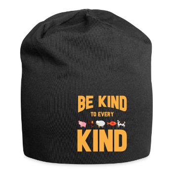 Vegan Fleischlos Tierlieb & Veganer - Jersey-Beanie - Schwarz - Vorne