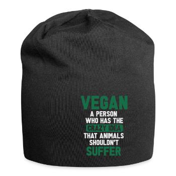 Vegan Fleischlos Tierlieb & Veganer - Jersey-Beanie - Schwarz - Vorne