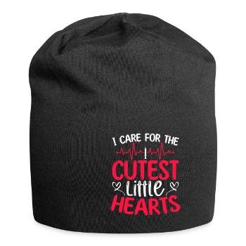Je me soucie des petits cœurs les plus mignons - Bonnet en jersey - noir - Devant