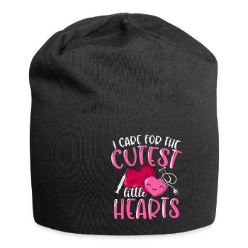 Je me soucie des petits cœurs les plus mignons - Bonnet en jersey - noir - Devant